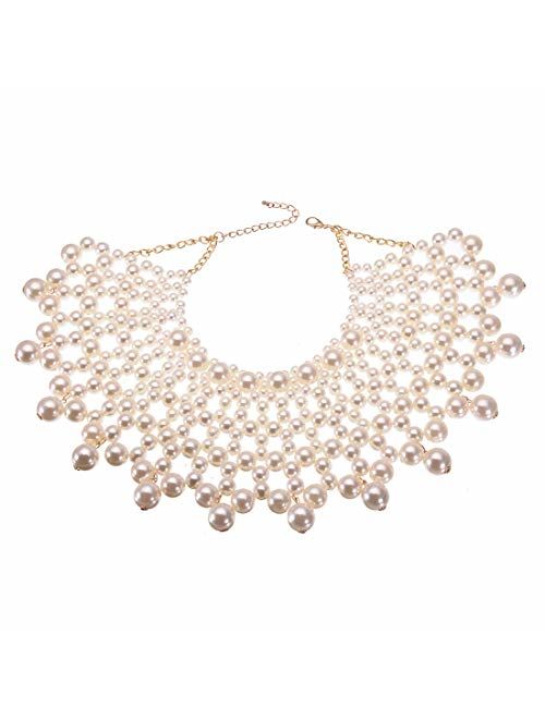 Bib Collar Necklace Chunky CCB/Crystal/Pearl Resin Beads Chain Choker Statement Necklace Womens Fashion Jewelry Necklace