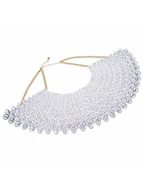 Bib Collar Necklace Chunky CCB/Crystal/Pearl Resin Beads Chain Choker Statement Necklace Womens Fashion Jewelry Necklace