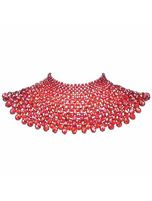 Bib Collar Necklace Chunky CCB/Crystal/Pearl Resin Beads Chain Choker Statement Necklace Womens Fashion Jewelry Necklace