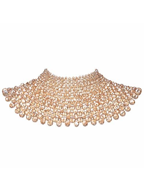 Bib Collar Necklace Chunky CCB/Crystal/Pearl Resin Beads Chain Choker Statement Necklace Womens Fashion Jewelry Necklace