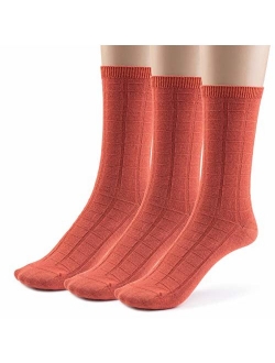 Silky Toes 3 or 6 Pk Womens Textured Bamboo Crew Socks, Designed Dress and Casual Socks