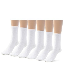 Silky Toes 3 or 6 Pk Womens Textured Bamboo Crew Socks, Designed Dress and Casual Socks