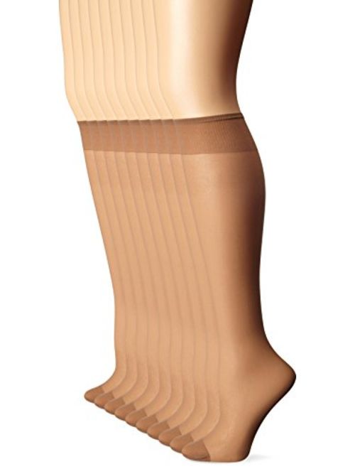 L'eggs Women's 10 Pair Everyday Reinforced Toe Knee Highs