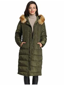 iloveSIA Women's Winter Long Puffer Coats Maxi Warm Coat with Fur Trimmed Hood