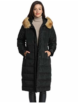 iloveSIA Women's Winter Long Puffer Coats Maxi Warm Coat with Fur Trimmed Hood