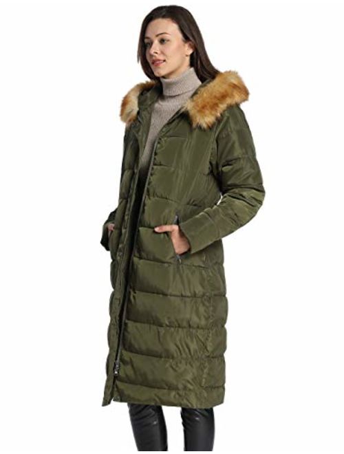 iloveSIA Women's Winter Long Puffer Coats Maxi Warm Coat with Fur Trimmed Hood