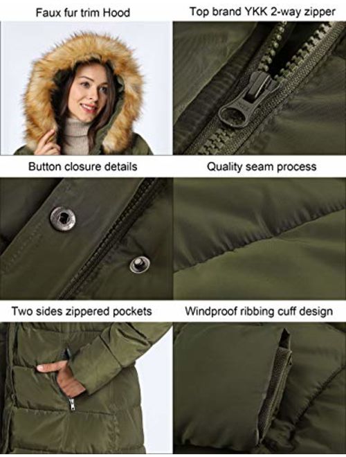 iloveSIA Women's Winter Long Puffer Coats Maxi Warm Coat with Fur Trimmed Hood