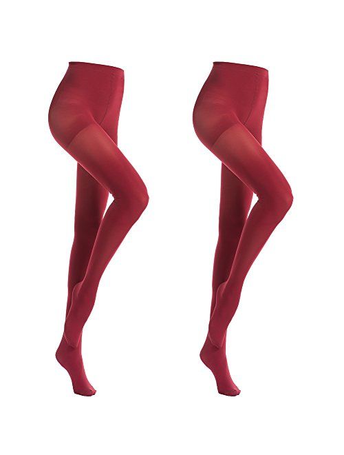 MANZI Women's 2 Pairs Opaque Control-Top Tights 70 Denier Pantyhose