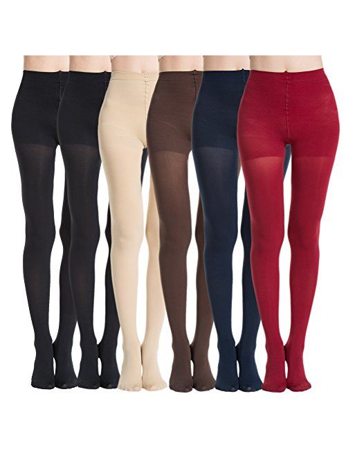 MANZI Women's 2 Pairs Opaque Control-Top Tights 70 Denier Pantyhose