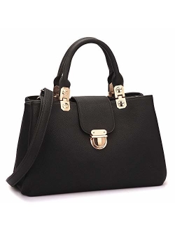 Women Satchel Handbags Top Handle Purse Medium Tote Bag Vegan Leather Shoulder Bag