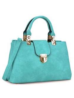 Women Satchel Handbags Top Handle Purse Medium Tote Bag Vegan Leather Shoulder Bag