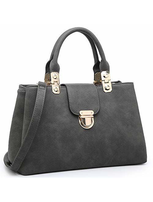 Dasein Women Satchel Handbags Top Handle Purse Medium Tote Bag Vegan Leather Shoulder Bag