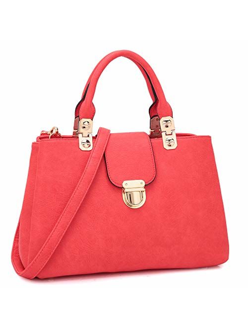 Dasein Women Satchel Handbags Top Handle Purse Medium Tote Bag Vegan Leather Shoulder Bag