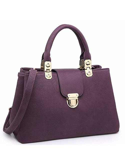 Dasein Women Satchel Handbags Top Handle Purse Medium Tote Bag Vegan Leather Shoulder Bag