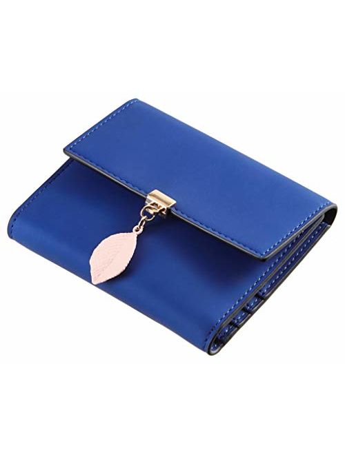 Travelambo RFID Blocking Wallet Trifold Credit Card Holder with Button for Women