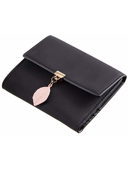 Travelambo RFID Blocking Wallet Trifold Credit Card Holder with Button for Women