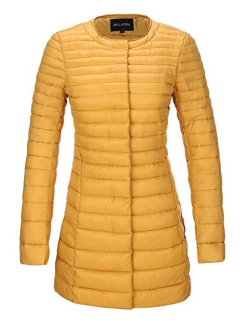 Bellivera Women's Quilted Lightweight Padding Jacket, Puffer Coat Cotton Filling with 2 Pockets