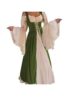 Womens's Medieval Renaissance Costume Cosplay Chemise and Over Dress