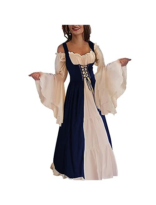 Abaowedding Womens's Medieval Renaissance Costume Cosplay Chemise and Over Dress