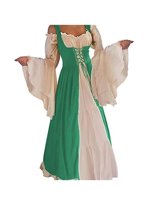 Abaowedding Womens's Medieval Renaissance Costume Cosplay Chemise and Over Dress