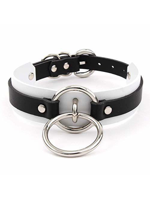 Buy Handmade Womens Double O Ring Faux Leather Choker Collar Online Topofstyle