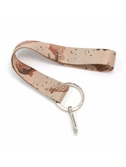 Buttonsmith Woodland Camo Custom Wristlet Key Chain Lanyard - Customize with Your Name - Short Length with Flat Ring and Clip - Made in The USA