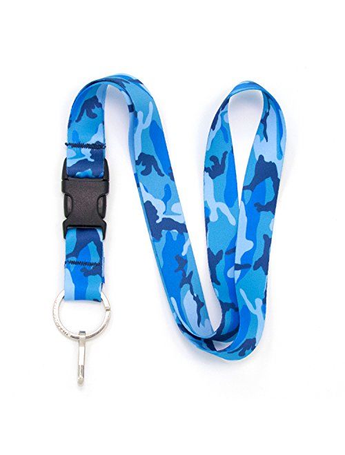 Buttonsmith Woodland Camo Custom Wristlet Key Chain Lanyard - Customize with Your Name - Short Length with Flat Ring and Clip - Made in The USA