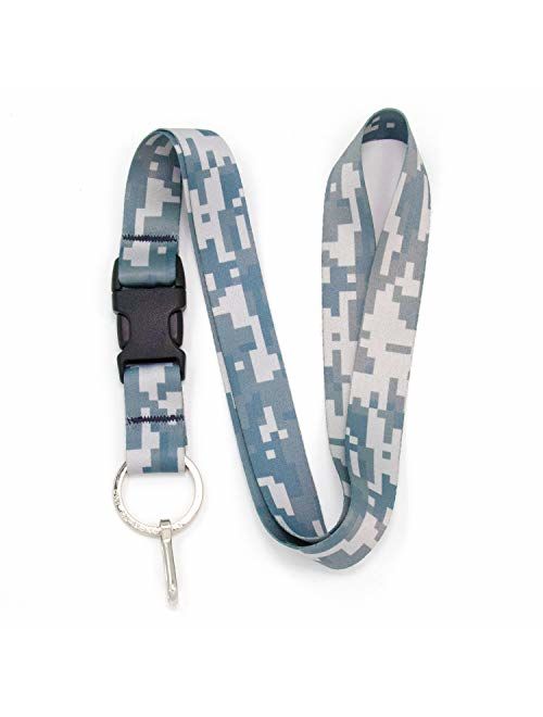 Buttonsmith Woodland Camo Custom Wristlet Key Chain Lanyard - Customize with Your Name - Short Length with Flat Ring and Clip - Made in The USA