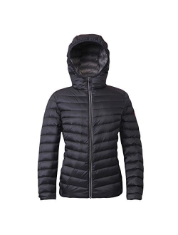 Rokka&Rolla Women's Ultra Lightweight Hooded Packable Puffer Down Jacket