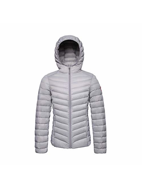 Rokka&Rolla Women's Ultra Lightweight Hooded Packable Puffer Down Jacket