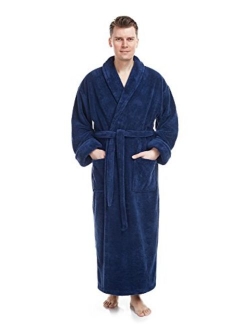 Arus Men's Shawl Collar Full Length Tall Long Fleece Robe, Turkish Bathrobe