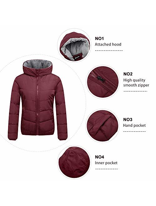 Wantdo Women's Winter Quilted Puffer Padded Cotton Warm Jacket with Hood