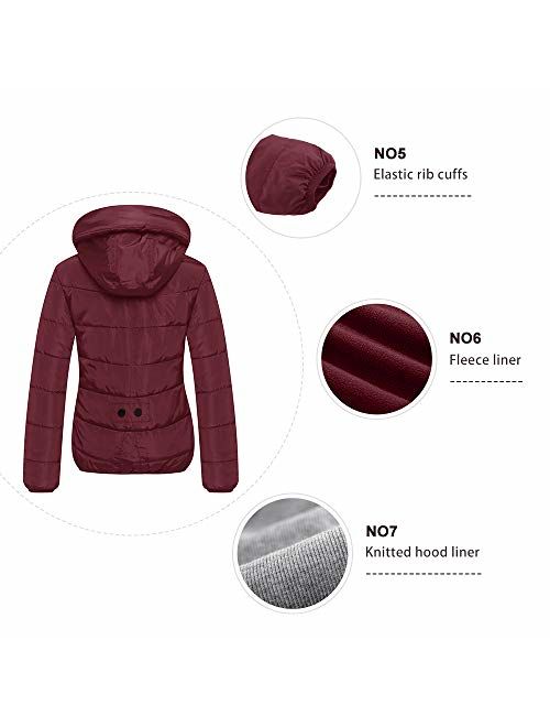 Wantdo Women's Winter Quilted Puffer Padded Cotton Warm Jacket with Hood