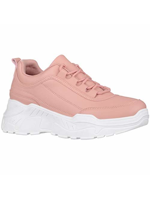 ILLUDE Women's Platform Lace up Sneaker Lightweight Casual Everyday Walking Fashion Sneakers Shoes