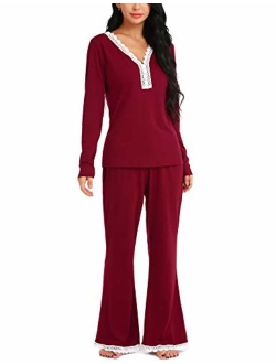 ARANEE Women's Pajamas Set Long Sleeve Sleepwear Soft Pj Set Lounge Nightgowns