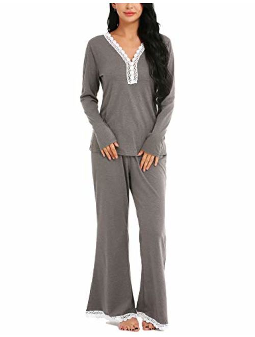 ARANEE Women's Pajamas Set Long Sleeve Sleepwear Soft Pj Set Lounge Nightgowns