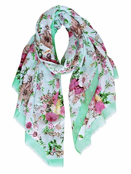 GERINLY Lightweight Travel Shawl Scarf Peony Print Beach Wrap for Hawaiian Vacation