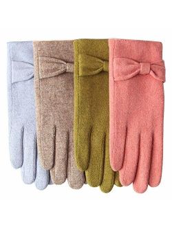 WARMEN Winter Women Merino Wool Gloves Touchscreen Smartwool Thick Fleece Lining Knit Mitten