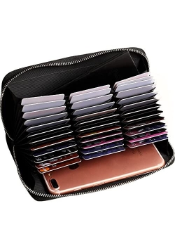 Easyoulife Womens Genuine Leather Credit Card Holder Wallet RFID Secure 36 Slots