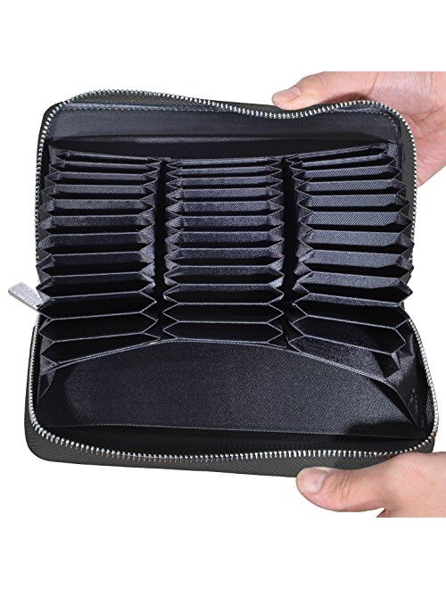 Easyoulife Womens Genuine Leather Credit Card Holder Wallet RFID Secure 36 Slots