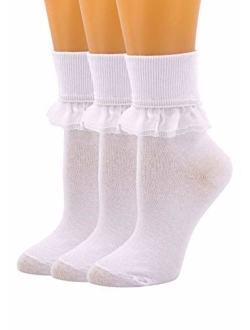 SEMOHOLLI Women Ankle Socks, Women Lace Ruffle Frilly Ankle Socks Fashion Ladies Girl Princess