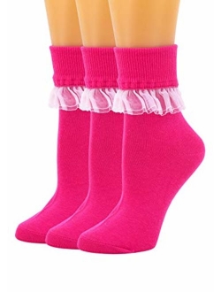 SEMOHOLLI Women Ankle Socks, Women Lace Ruffle Frilly Ankle Socks Fashion Ladies Girl Princess