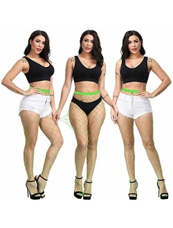 Womens Black Fishnet Lace High Waist Tights Suspender Pantyhose Stretchy Thigh-High Stockings