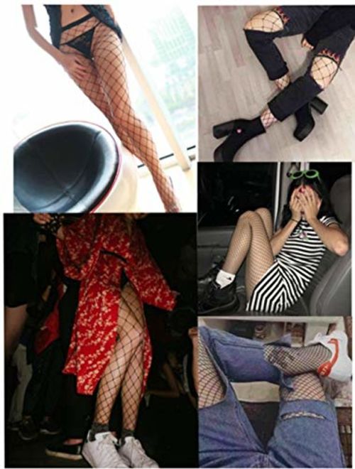 Womens Black Fishnet Lace High Waist Tights Suspender Pantyhose Stretchy Thigh-High Stockings