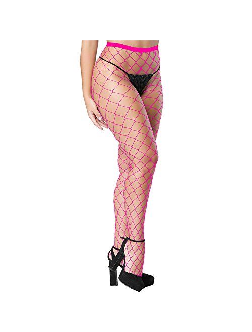 Womens Black Fishnet Lace High Waist Tights Suspender Pantyhose Stretchy Thigh-High Stockings