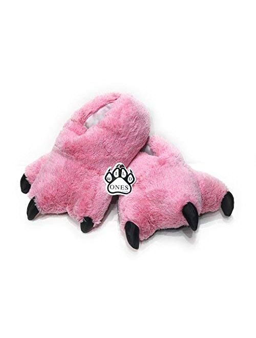 Wild Ones Furry Animal Claw Slippers for Toddlers, Kids and Adults