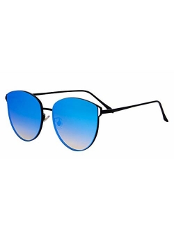 Oversized Sunglasses for Women, Mirrored Cat Eye Sunglasses with Rimless Design U225