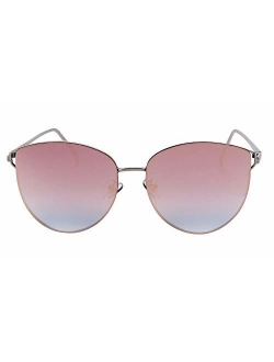 Oversized Sunglasses for Women, Mirrored Cat Eye Sunglasses with Rimless Design U225