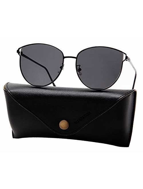 Oversized Sunglasses for Women, Mirrored Cat Eye Sunglasses with Rimless Design U225