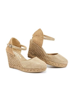 VISCATA Handmade in Spain Satuna 3" Wedge, Ankle-Strap, Closed Toe, Classic Espadrilles Heel